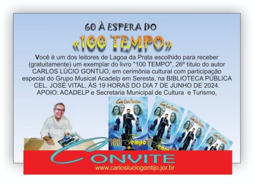 EM LAGOA DA PRATA (DIA 7 DE JUNHO DE 2024), O LIVRO "100 TEMPO", NOSSO 26º TÍTULO, MARCOU SEU TEMPO.